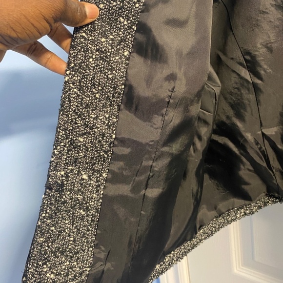 Arden B Tweed Jacket Size Large Two Front Pockets Light Jacket Fall Black White - Picture 8 of 14